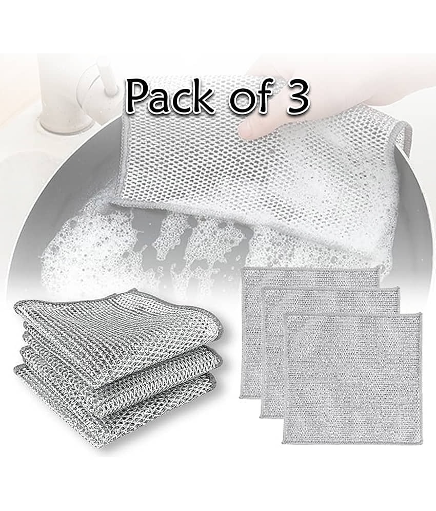 GEEO Pack of 3 Stainless Steel Stainless Steel Scrub