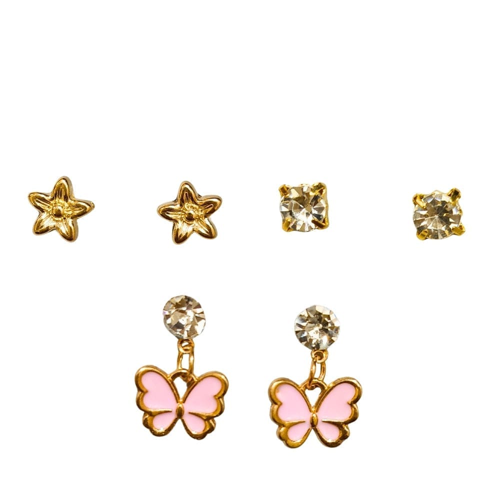 Jewelryklub Gold Plated Jewelry Set Combo Of 1 Pendant Chain Necklace + 3 Pairs Stud Earrings For Women and Girls (Design E) view 2