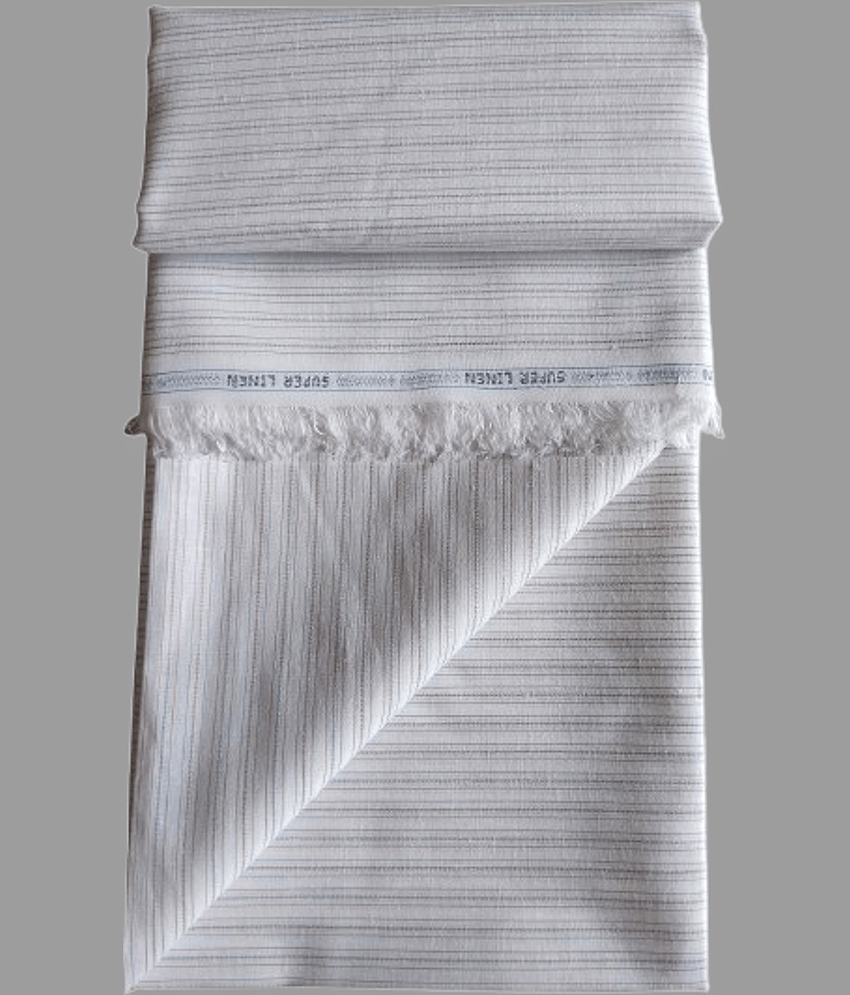 Makhanchor White Linen Men's Unstitched Shirt Piece ( Pack of 1 ) view 2