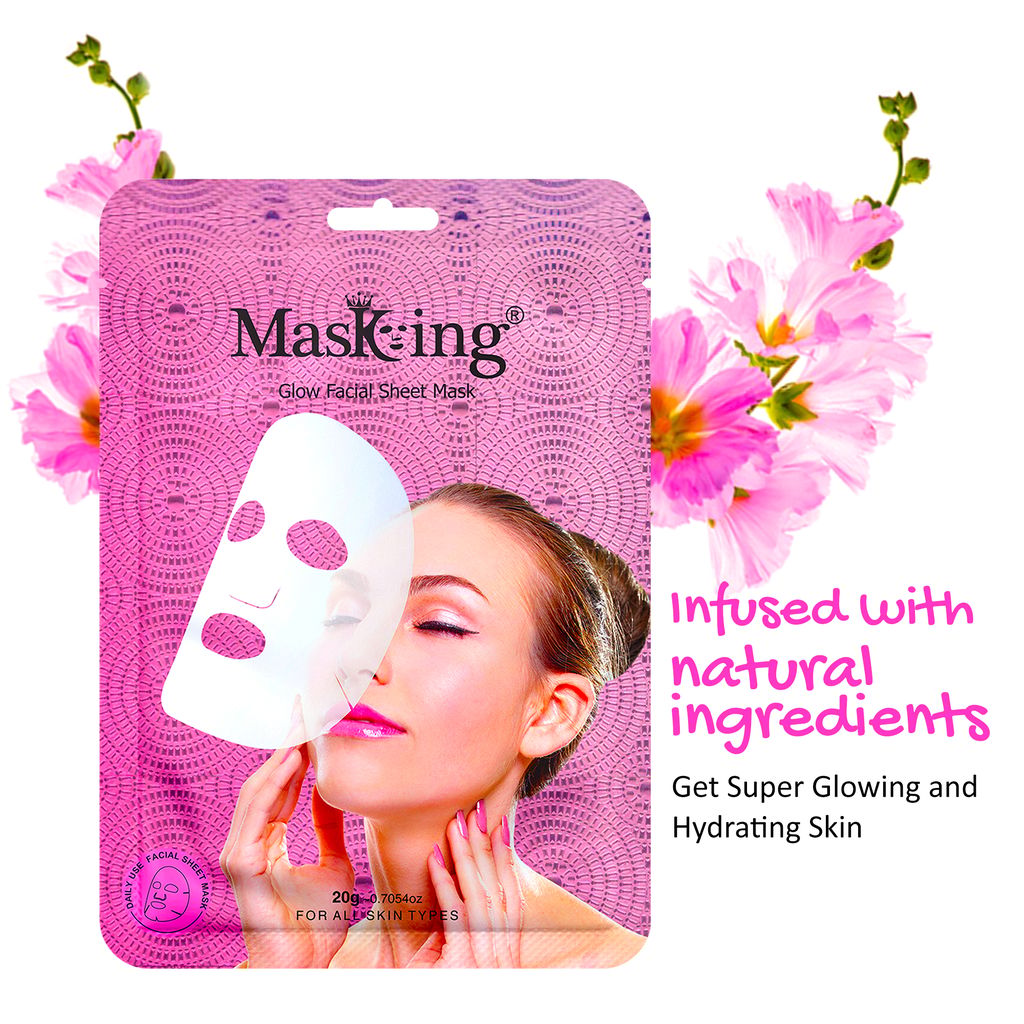 Masking Glow Facial Sheet Mask for Every Day Glowing and Brightening Skin for Women’s (Pack 10) Each 20g view 2