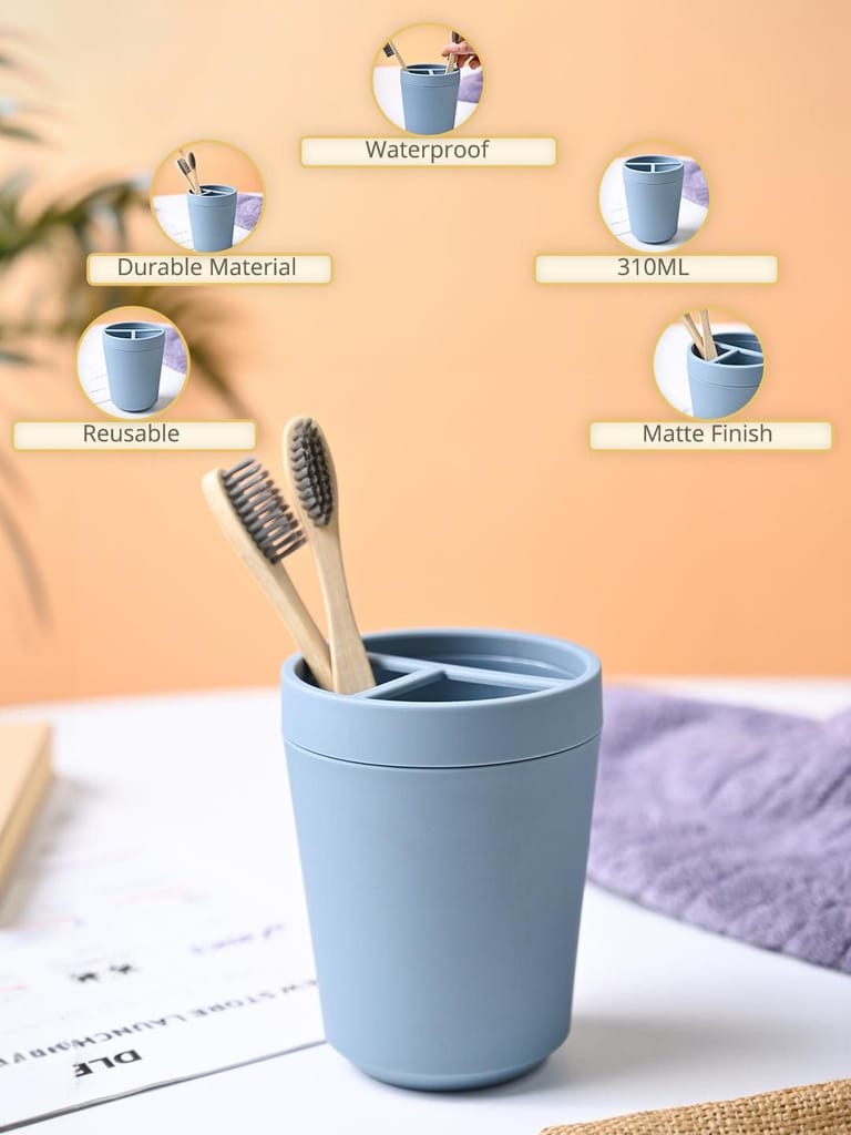VON CASA Blue Plastic Toothbrush Holder view 2