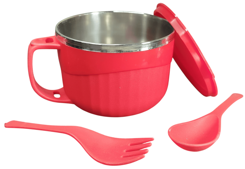 Maggie and Soup Bowl with Spoon and Fork, Red Color view 2