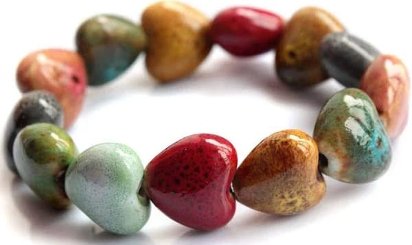 Lovely Handmade Bracelet with Colorful Ceramic Heart Beads