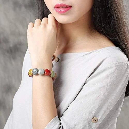 Lovely Handmade Bracelet with Colorful Ceramic Heart Beads view 2