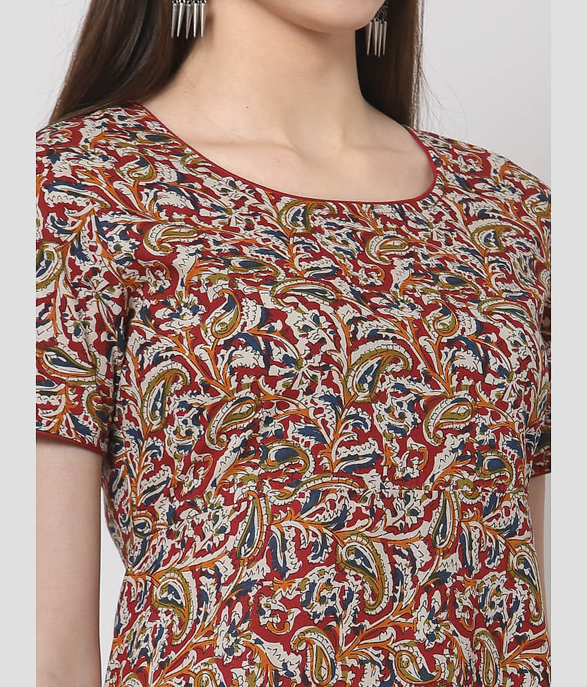 HISHAM - Multicolor Cotton Women's Flared Kurti ( Pack of 1 ) view 2