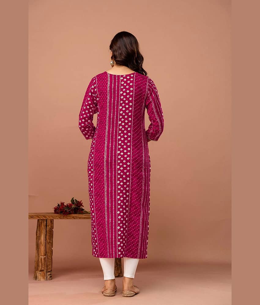 Kapadia Women Cotton Blend Embroidered Straight Kurti ( Pink ) view 2