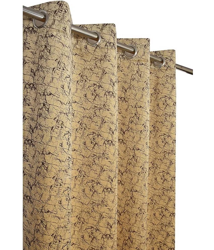 Kraftiq Homes Abstract Blackout Eyelet Curtain 9 ft ( Pack of 2 ) - Beige view 2