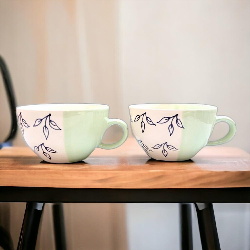 STOREPEDIA Floralprinted Ceramic Coffee Mug, Jumbo Mugs For Coffee Soup Tea MIlk Chai, Cup for Daily Office Multipurpose Use, Microwave Dishwasher Safe, Large Size 400 ml Set of 2 Multicolor view 2