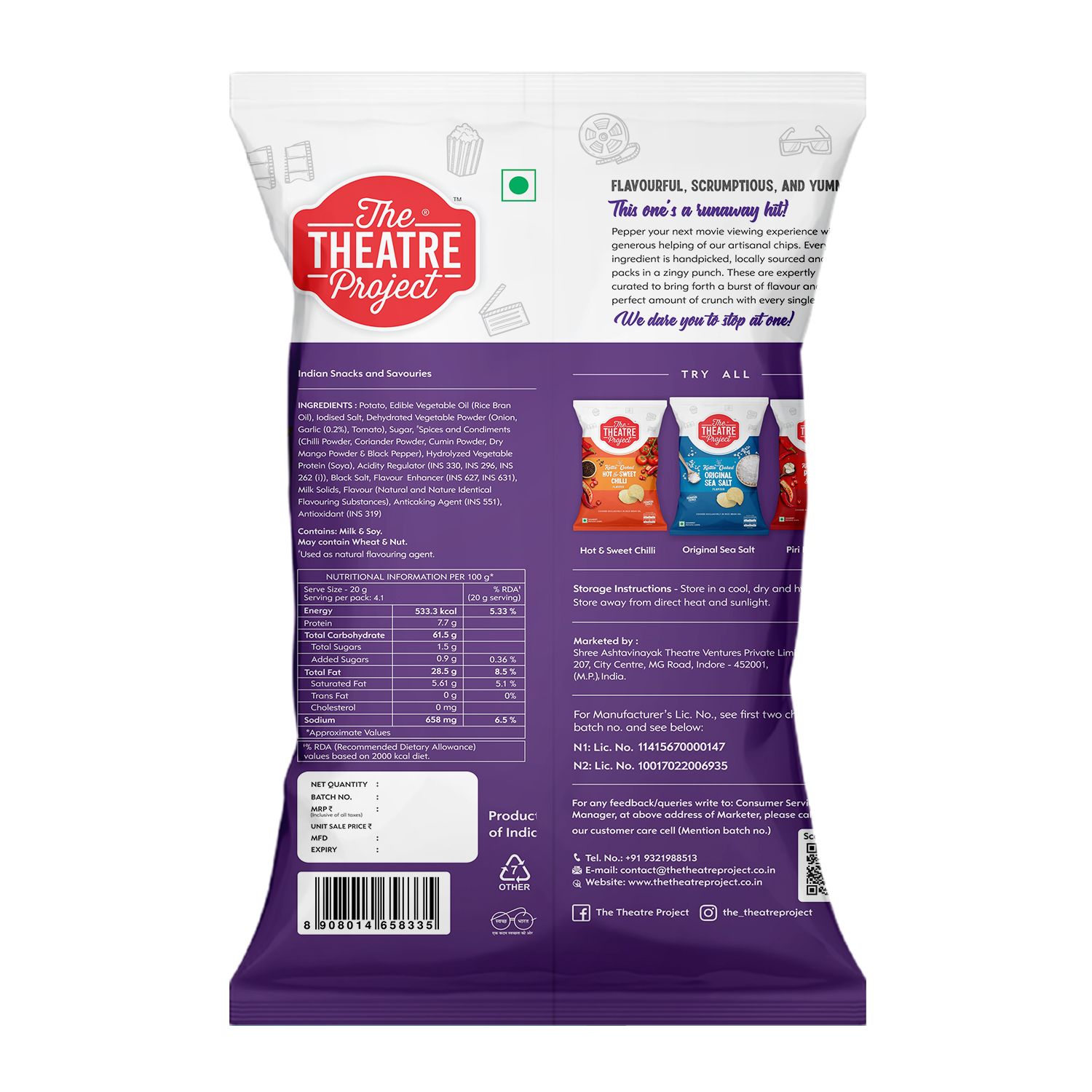 TTP Kettle Cooked Chips - Exotic Indian Spices - 72 gms view 2