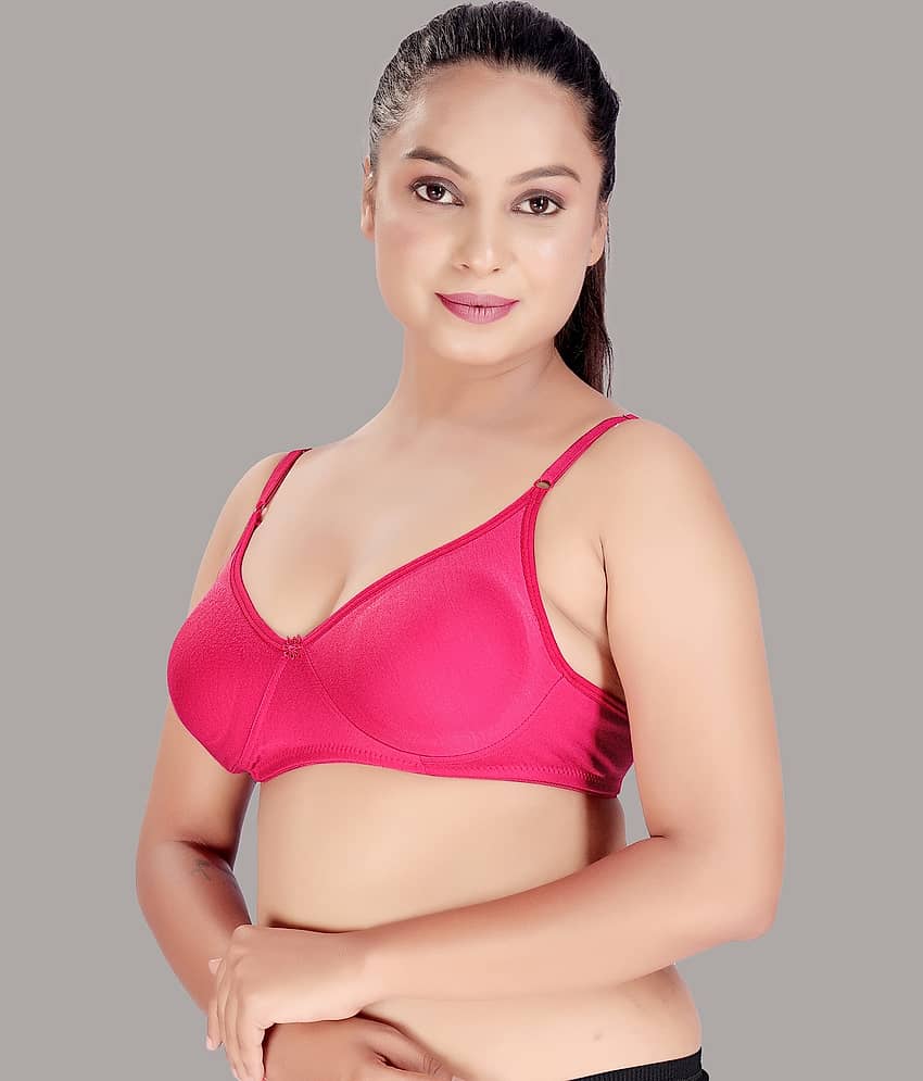 HAYA Cotton Non Padded Women's Push Up Bra ( Pink ) view 2