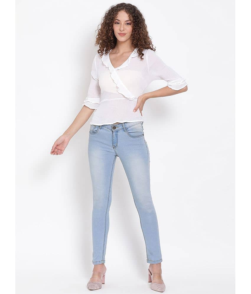 Oxolloxo Women's Cotton Regular Top ( White ) view 2
