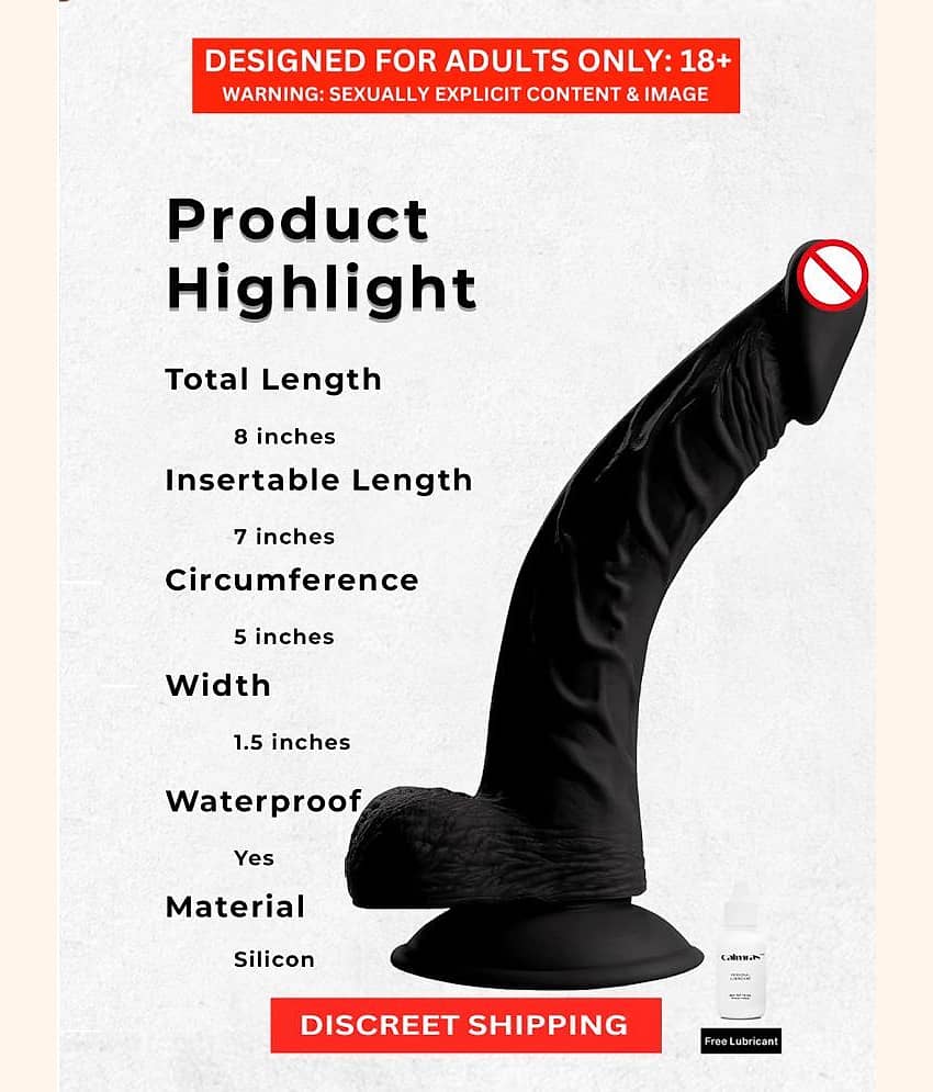 REALISTIC 9 INCH DARK BLACK PREMIUM SILICON DILDO WITH PERFECT SUCTION CUP & BIG BALLS - SEX TANTRA