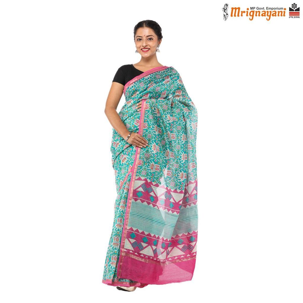HANDLOOM CHANDERI SILK SAREE WITH BLOUSE (SKU - 1SC114310522, SAREE-1056) view 2
