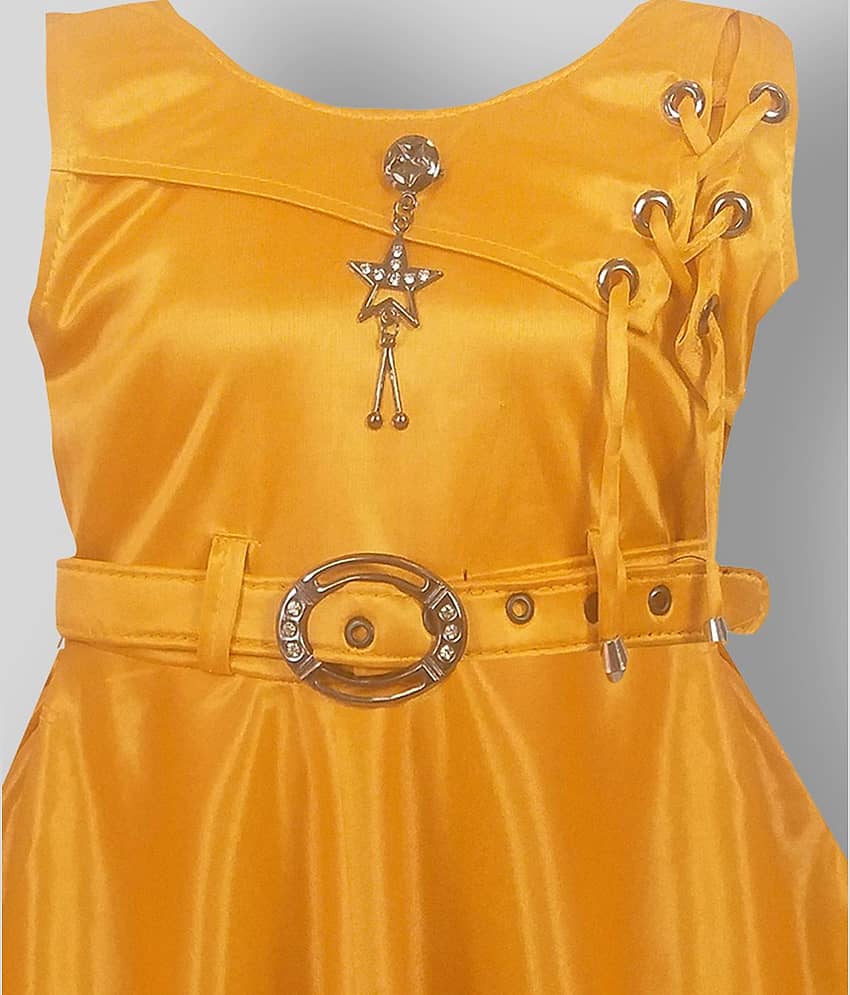 LITTLE PANDA Pack of 1 Baby Girls Satin Frocks ( Yellow ) view 2