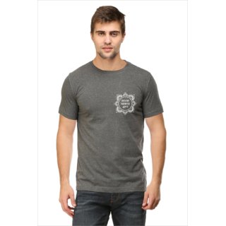 Cultfree Unisex Half Sleeves Steel Grey Cotton T-shirt - CFUCTBAPSG