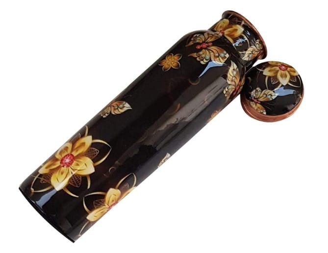 Copper Bottles for Printed with Art Work, Travelling Purpose Bottles, Yoga Ayurveda Healing, 950 ML (Design SM 29) view 2