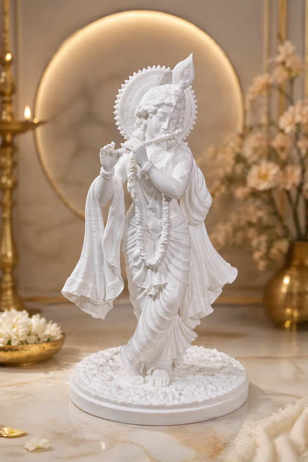 Lord Krishna Pure White Idol Elegant Spiritual Dcor Statue (12 cm) view 2