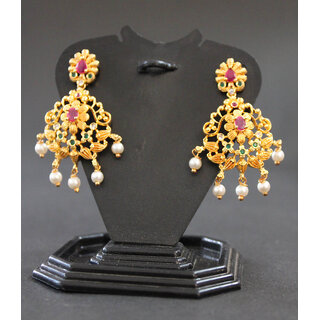 S L Gold 1 Gram Micro Plated Flower Design Earring view 2