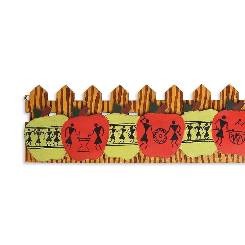 Tisser Artisans Wooden warli door Name Plate for Home, Office (Multicolour) view 2