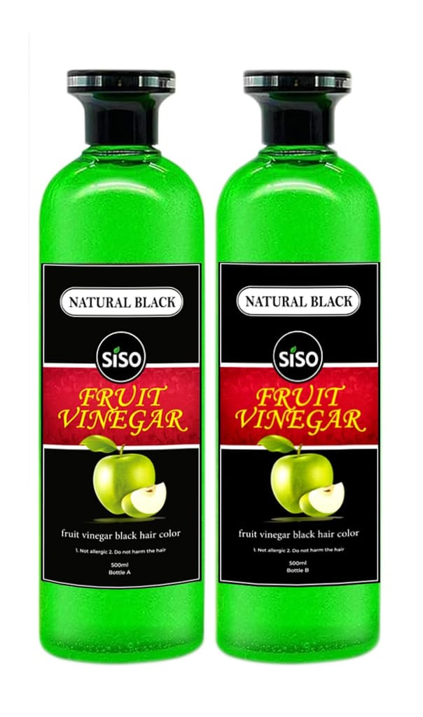 Siso Fruit Vinegar Hair Color, Natural Black Color Dye for Hair Care, Natural Ammonia Free Color Dye (500ml x 2) | Made In India view 2