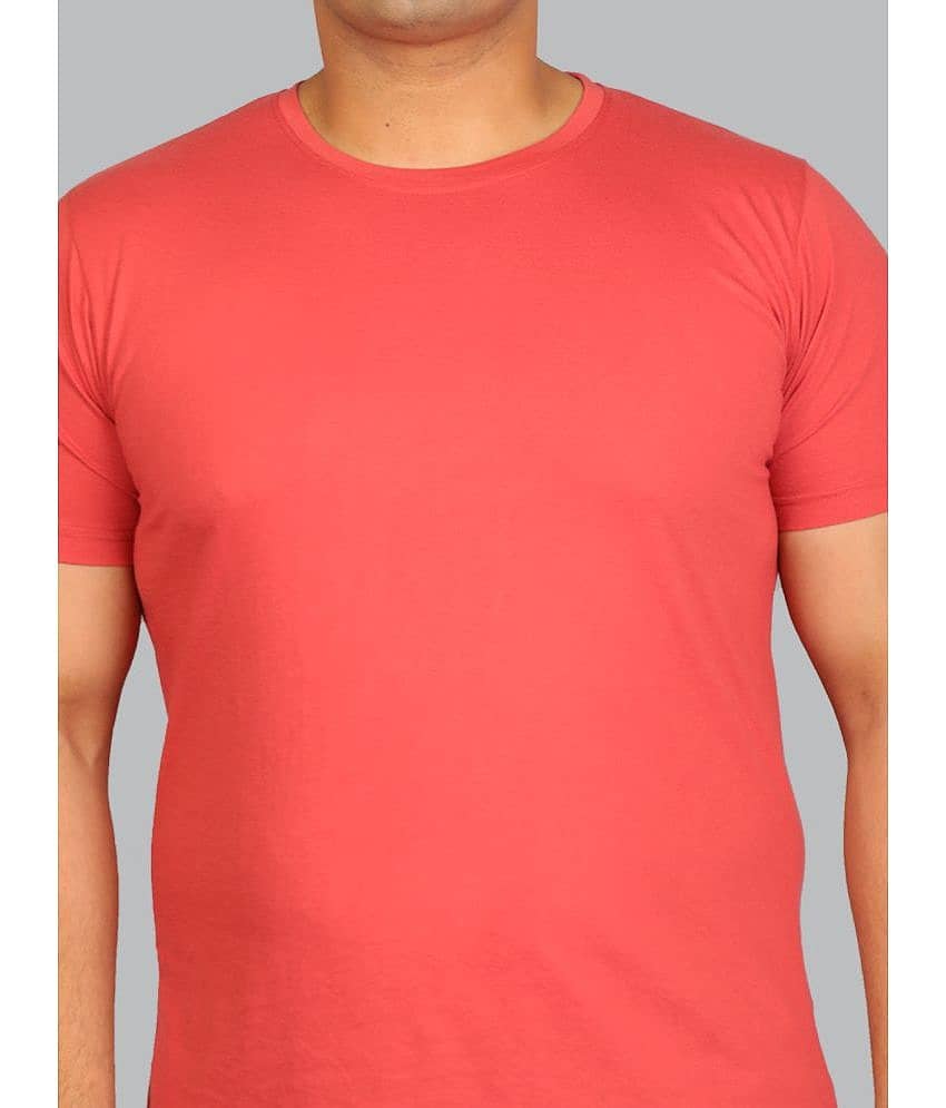 Xmex Pack of 1 Cotton Blend Regular Fit Men's T-Shirt ( Coral ) view 2
