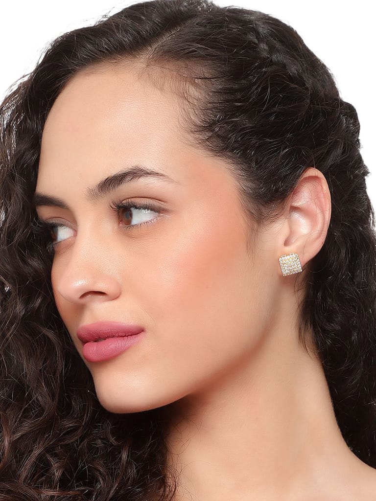 Cardinal American Diamond Gold Plated Brass Earrings Set view 2