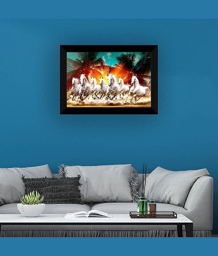 SNDArt Vastu 7 Running Horses Paintings With Frame 11 x 14 inch view 2