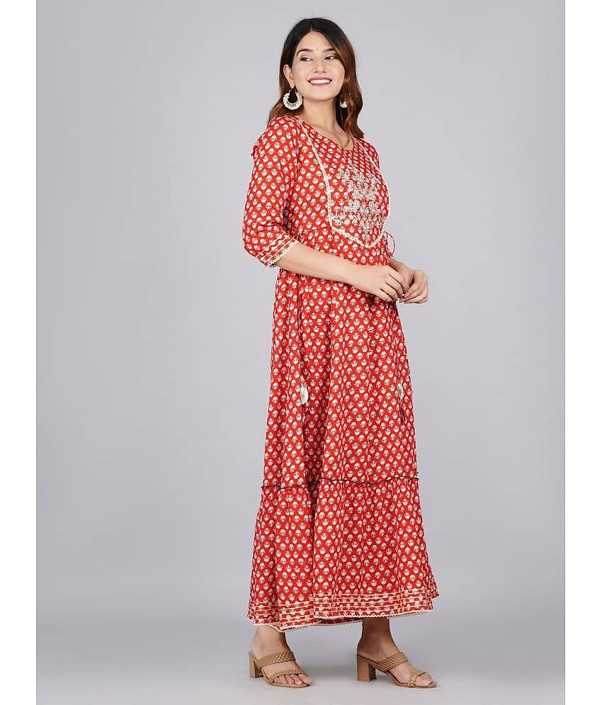 Mishree Collection - Red Rayon Women's Anarkali Kurti ( Pack of 1 )