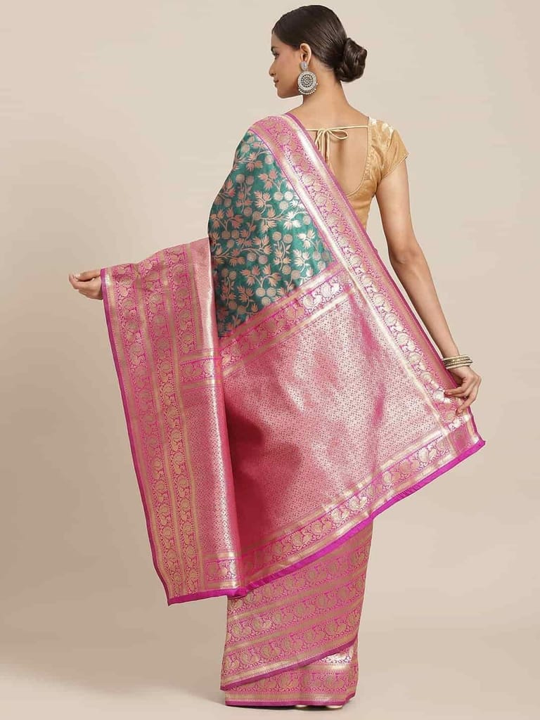 Women's Banarasi Art Silk Saree With Unstiched Blouse Piece view 2