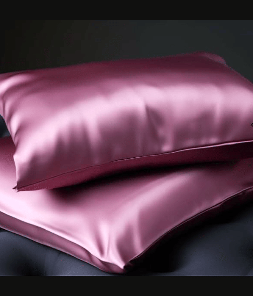 Finesse Decor - Pack of 2 Satin Solid King Size Pillow Cover ( 71.12 cm(28) x 45.72 cm(18) ) - Pink view 2