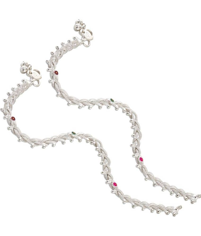 HEER COLLECTION - Silver Anklets ( Pack of 2 ) view 2