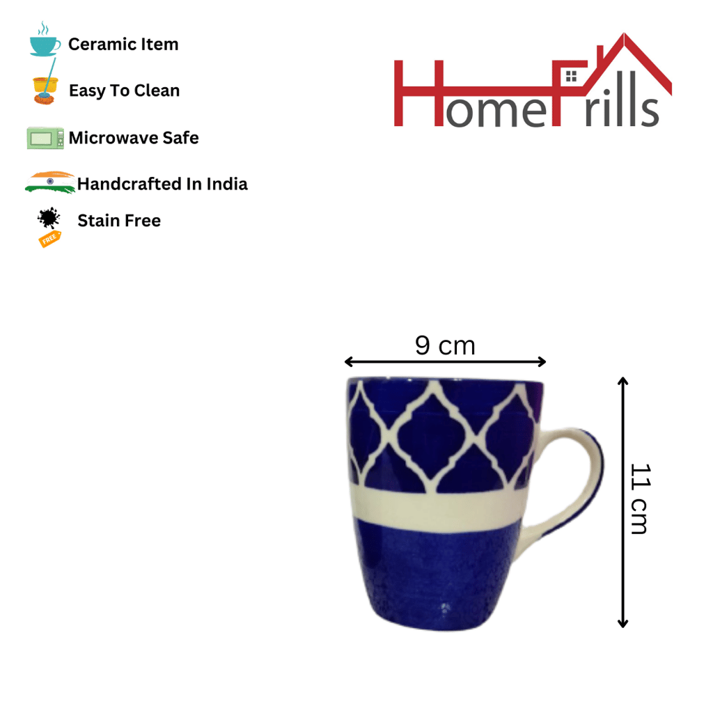 Homefrills Ceramic Hand Crafted-Hand Painted Ceramic Coffee Mug (Blue) Suitable for Coffee, Tea, Juice, Cappuccino, etc. (275ml) view 2