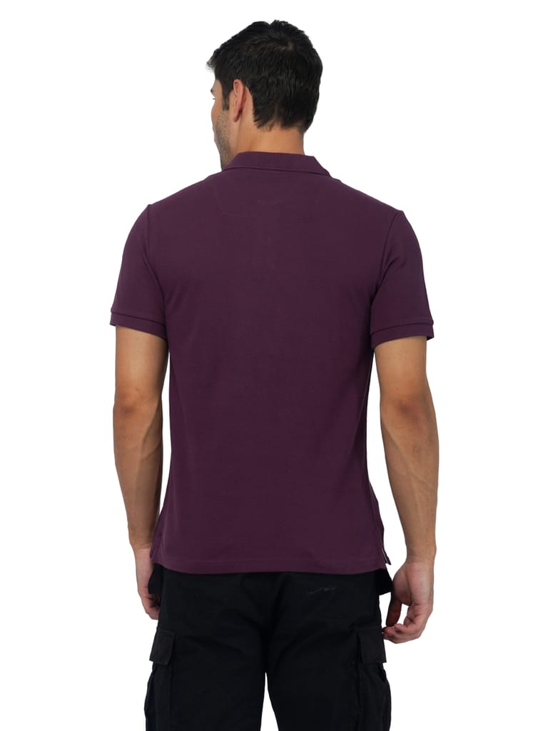 Solid Polo Shirt - DARK PURPLE view 2