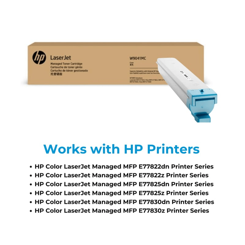 HP W9041MC Cyan Toner Cartridge Compatible with HP Color LaserJet Managed E45028 E47528 E55040 E57540 and E85055 Series Printers view 2