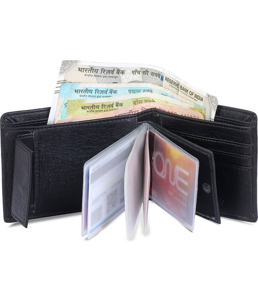 HRFSTAR PU Solid Men's Regular Wallet With 10 Slots For Card ( Black , Pack of 1 ) view 2