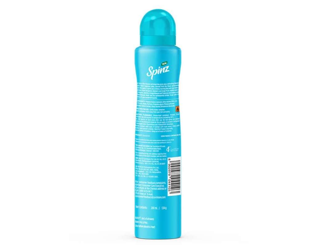 Spinz Blue Bounce Perfumed Deo for Women Fresh Tuberose Fragrance Long Lasting Freshness, 24 Hours Protection from Odour causing Bacteria - 200 ml view 2