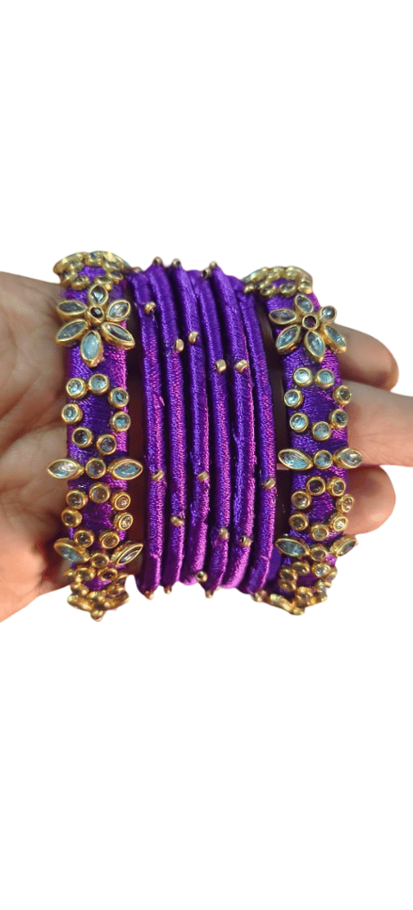 Purple Embellished Bangles - Elegance & Glamour view 2