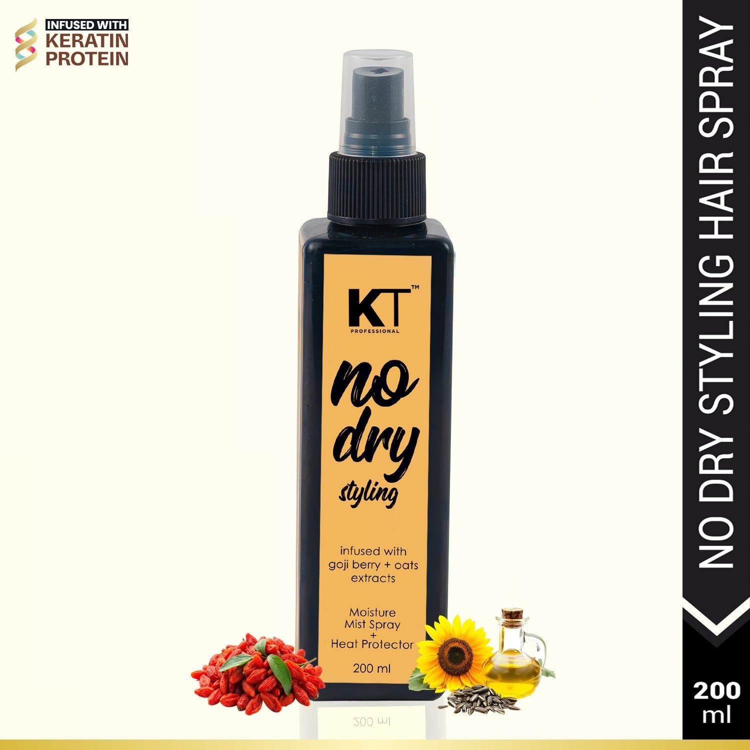 KT Professional No Dry Styling Moisture Mist Hair Spray & Heat Protector - 200ml