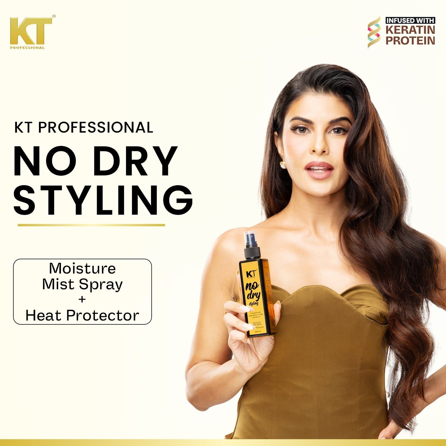 KT Professional No Dry Styling Moisture Mist Hair Spray & Heat Protector - 200ml view 2