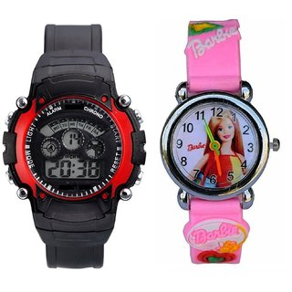 Barbie Pink Analog Watch and Seven Colors Red Watch for Kids