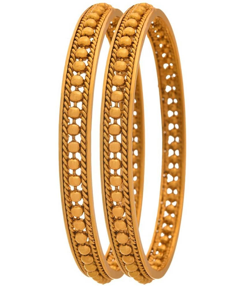 JFL - Traditional Ethnic One Gram Gold Plated Golden Bead Designer Bangle Set for Women view 2