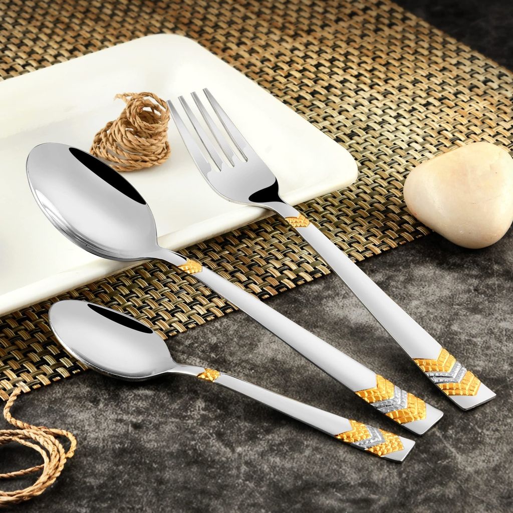 FnS RAGA 24 Karat Gold Plated Stainless Steel Cutlery view 2