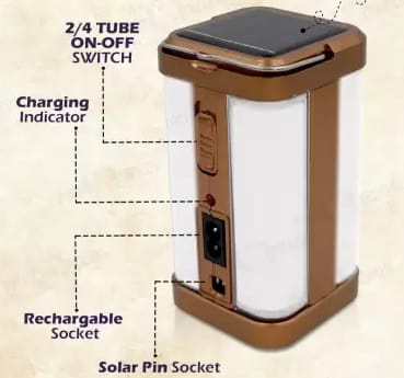 4 Tube 360 Degree Extra Bright Emergency Light 6 hrs Lantern Emergency Light (Copper) view 2