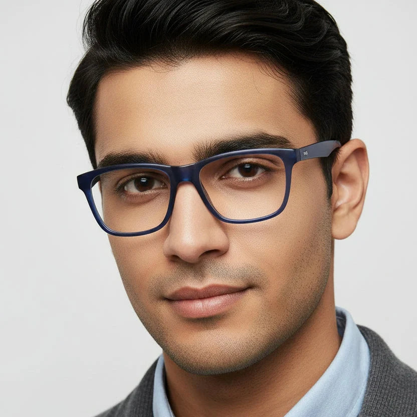 Urban Matte-Ocean Blue Rectangular Eyeglasses & Computer Glasses For Men & Women LKE1G1001-BLU view 2