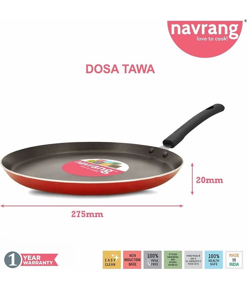 Navrang Non Stick Aluminium Tawa Economy, 2.6mm, Red -Non Induction view 2