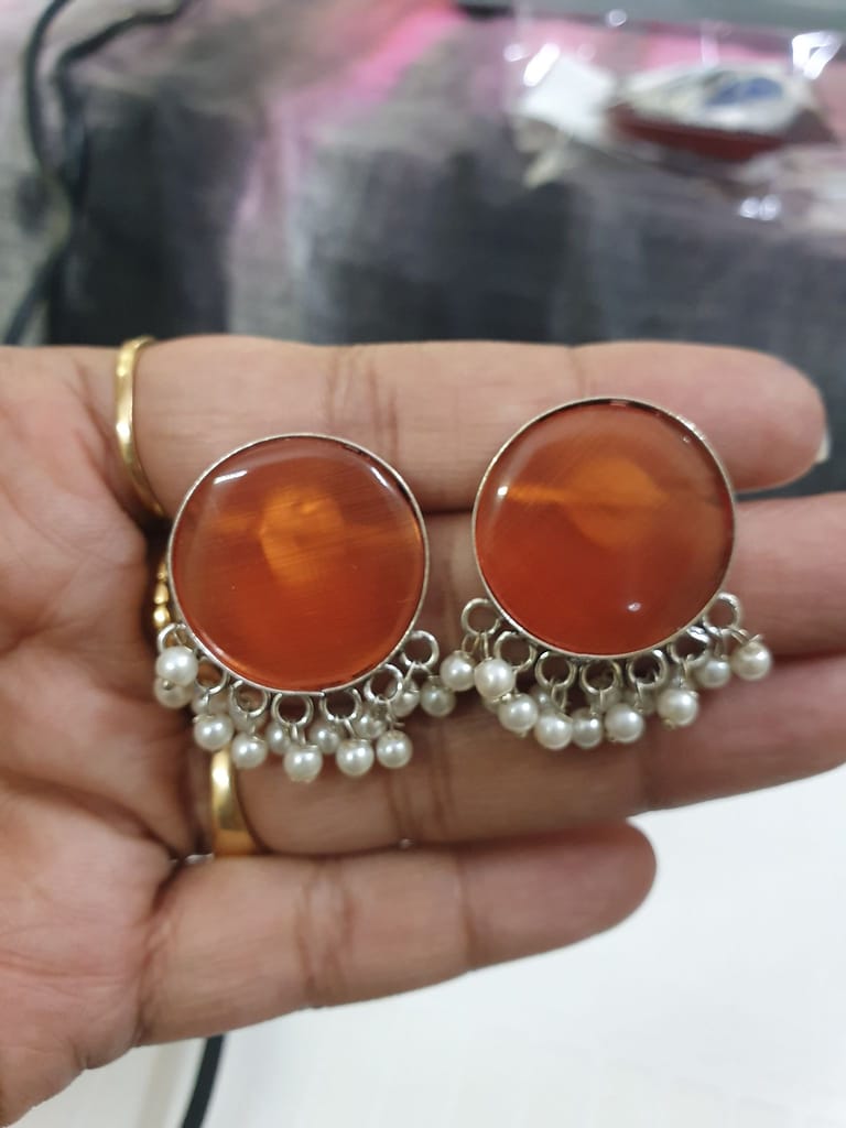 German Silver Oxidized Studs Earrings view 2
