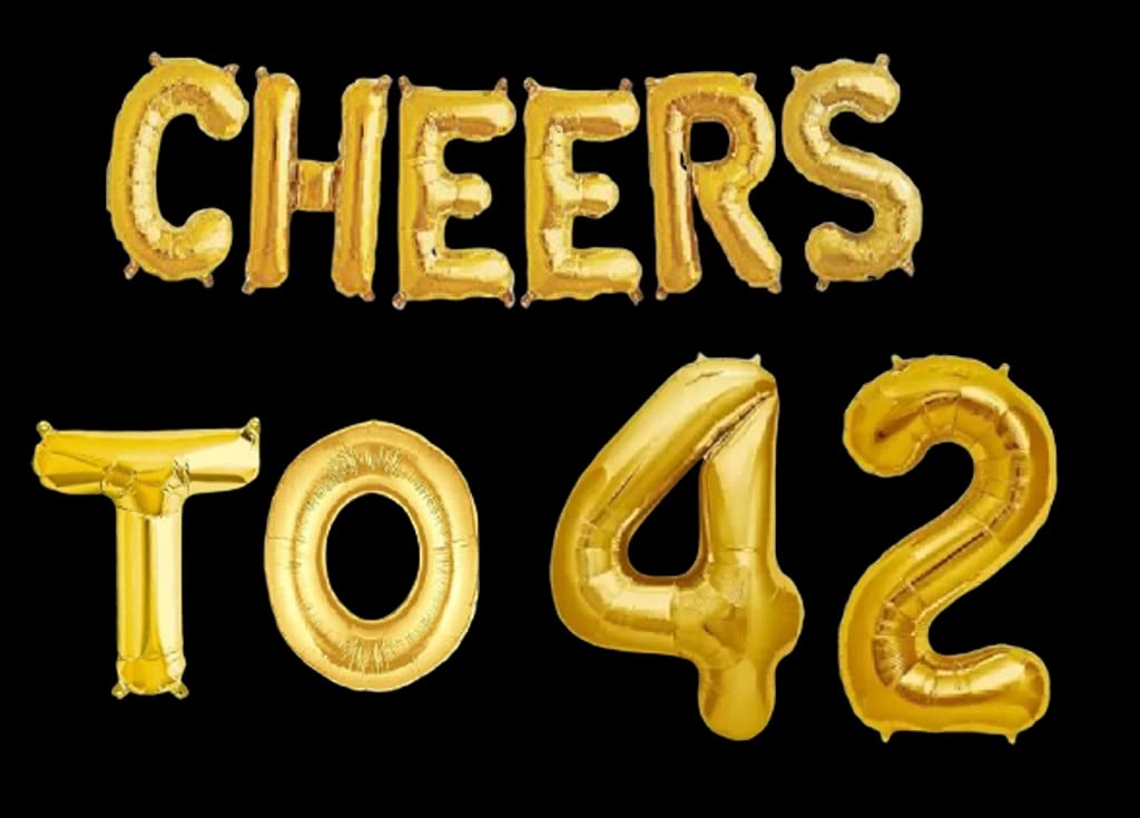 Partyzon Gold Cheers to Birthday Foil Balloon Combo Party Decoration for Anniversary Celebration 16 Inches view 2