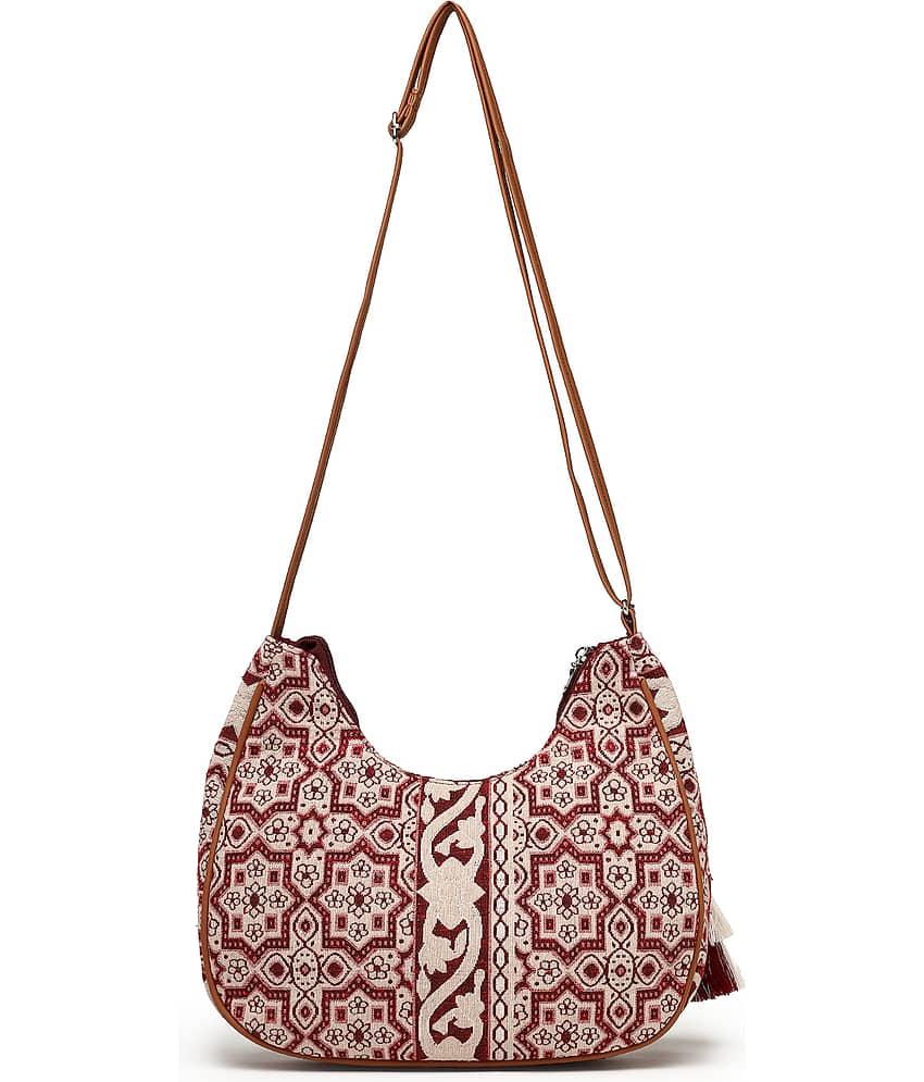 Anekaant Sling Bag Cotton Set of 1 ( Wine ) view 2