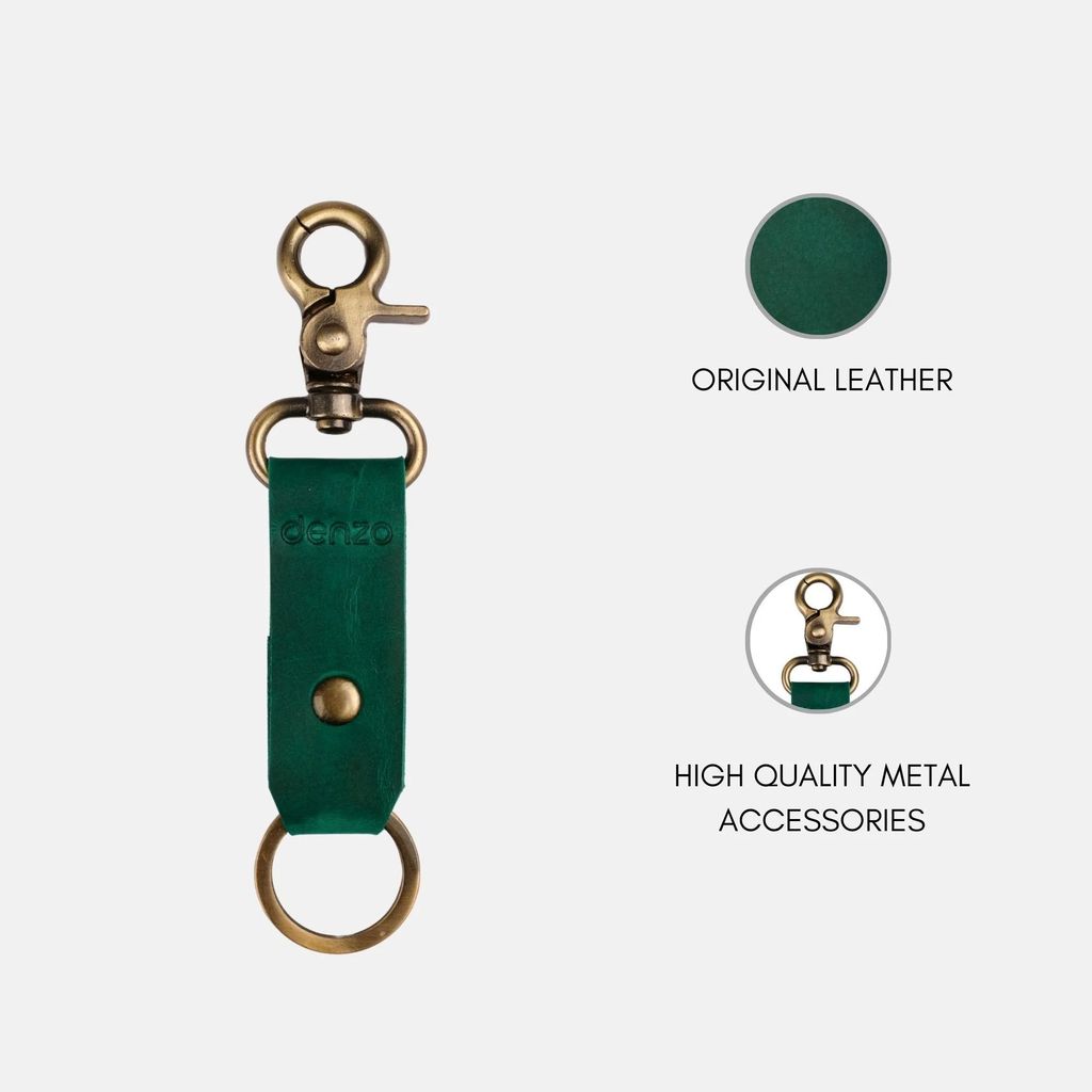 RiderRivet Leather Key chain - Green view 2