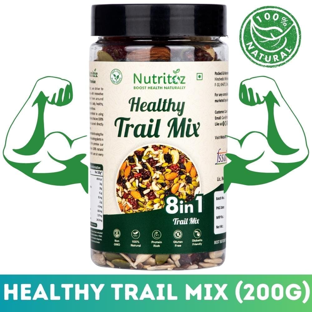 Nutritoz Premium 8 in 1 Healthy Trail Mix with Nuts, Seeds & Berries Packed with Nutrient-Rich Snack Blend with Protein, Fiber, Omega-3, Calcium, Iron and Antioxidants for Weight Management & Active Lifestyle. view 2